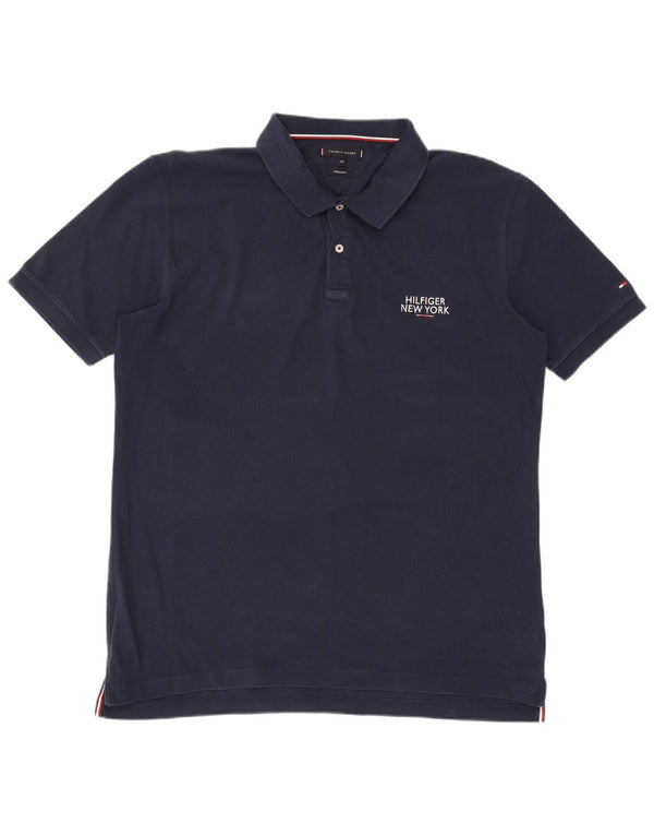 Tommy Hilfiger Mens Regular Fit Polo Shirt 2XL Navy Blue Cotton