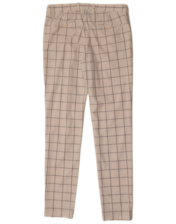 Zara Mens Slim Chino Trousers EU 40 Medium W31 L33 White Check Polyester