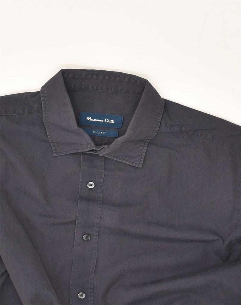 MASSIMO DUTTI Mens Slim Fit Shirt Small Navy Blue | Vintage Massimo Dutti | Thrift | Second-Hand Massimo Dutti | Used Clothing | Messina Hembry 