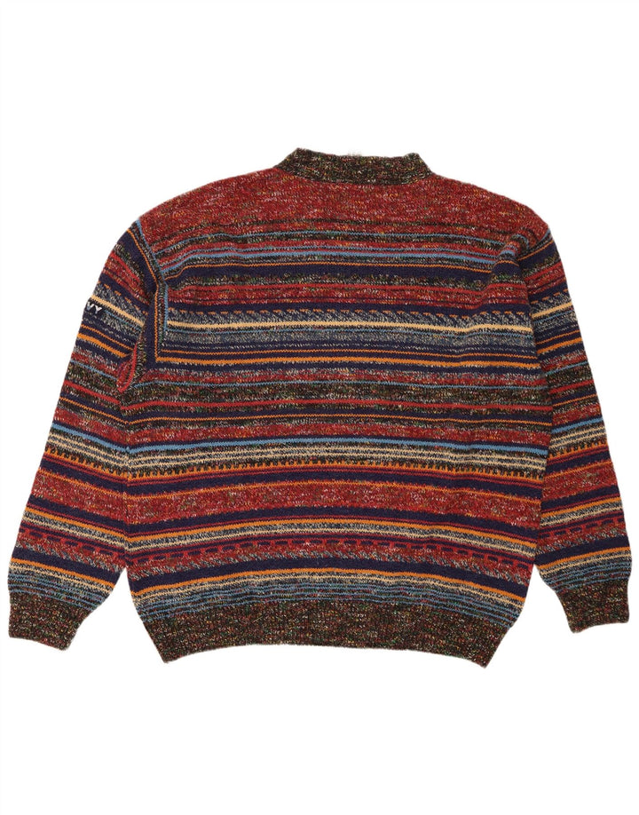 Silvy Mens Crew Neck Jumper Sweater IT 56 2XL Multicoloured Striped Wool