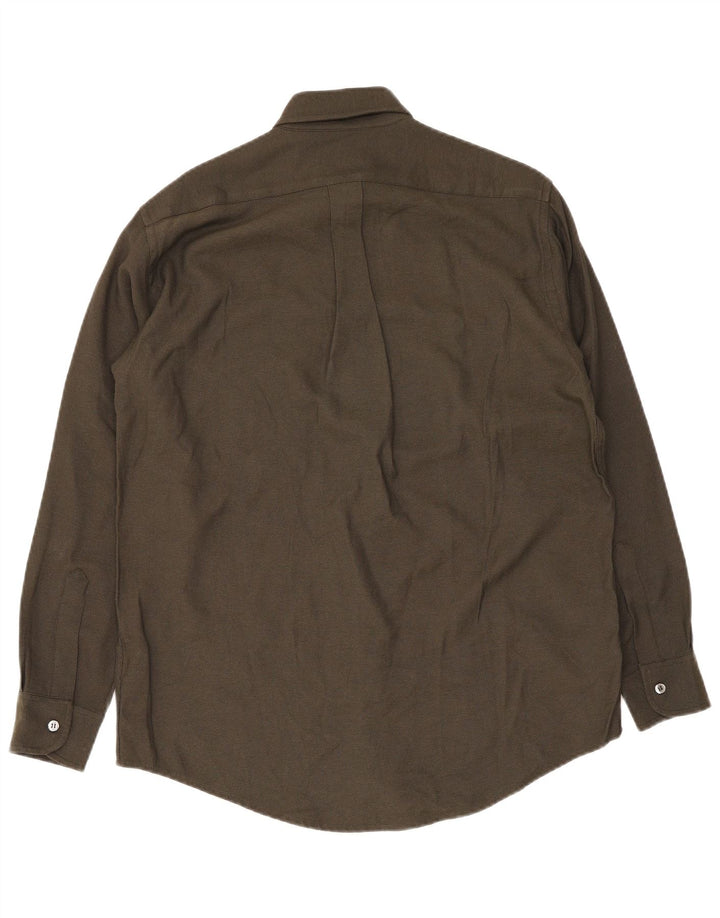 Trussardi Mens Shirt Small Khaki Viscose