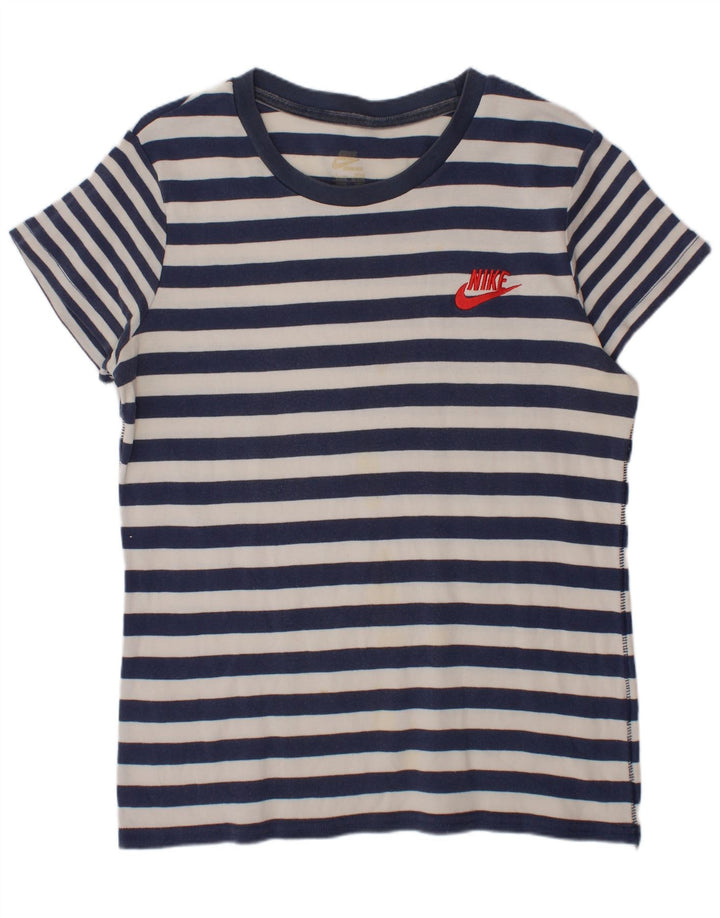 Nike Boys T-Shirt Top 12-13 Years Large Navy Blue Striped