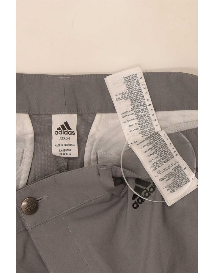 Adidas Mens Slim Chino Trousers W32 L34 Grey Polyester