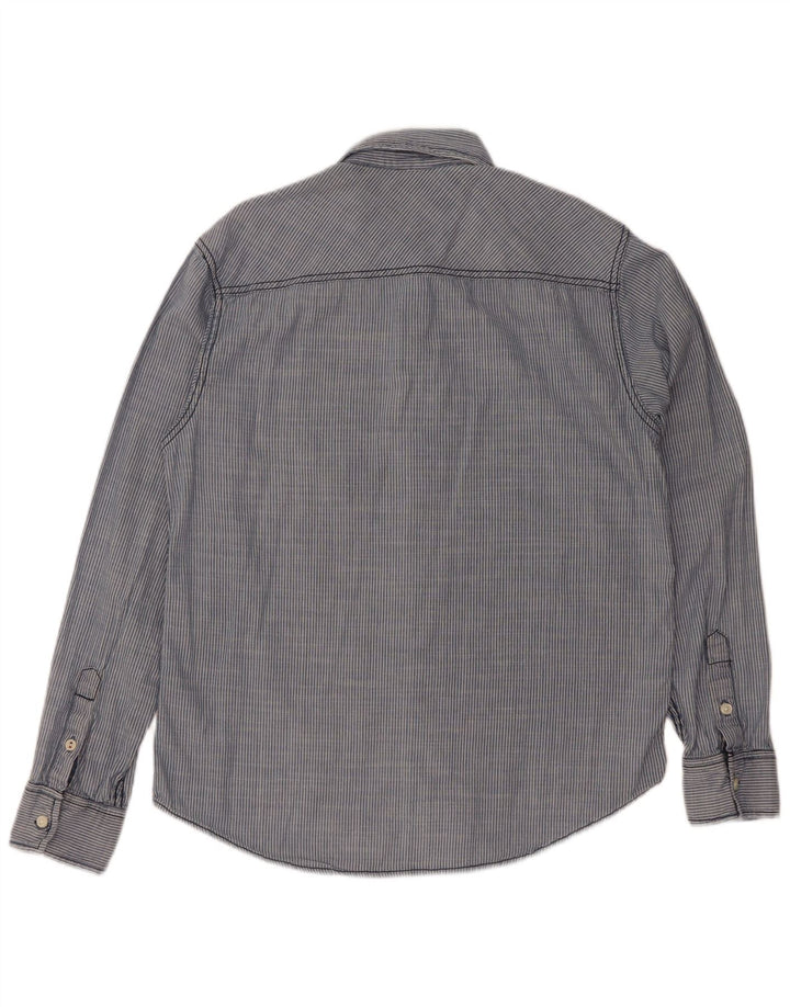 Tommy Hilfiger Mens Shirt Medium Navy Blue Pinstripe Cotton