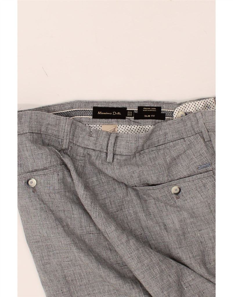 MASSIMO DUTTI Mens Slim Fit Chino Trousers EU 50 Medium W40 L33 Grey Linen Vintage Massimo Dutti and Second-Hand Massimo Dutti from Messina Hembry 