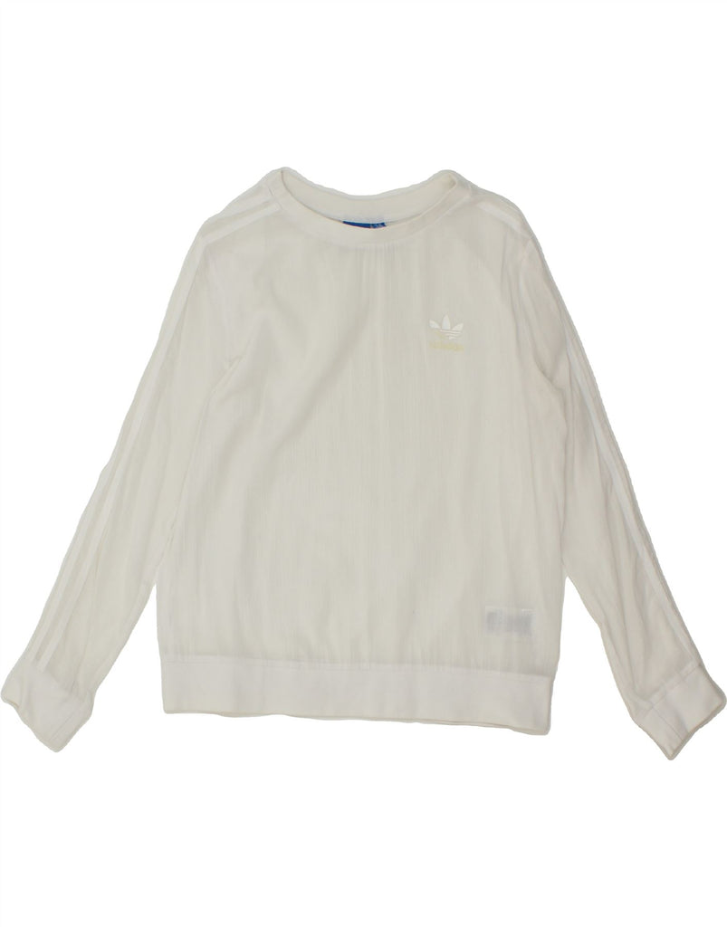 ADIDAS Womens Sweatshirt Jumper UK 14 Large  White Vintage Adidas and Second-Hand Adidas from Messina Hembry 