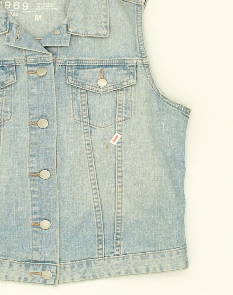 VINTAGE Womens Denim Gilet UK 14 Medium Blue Cotton | Vintage Vintage | Thrift | Second-Hand Vintage | Used Clothing | Messina Hembry 