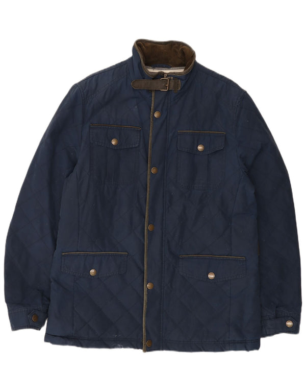 Crew Clothing Mens Quilted Jacket UK 40 Large Navy Blue Cotton