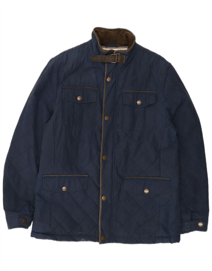 Crew Clothing Mens Quilted Jacket UK 40 Large Navy Blue Cotton