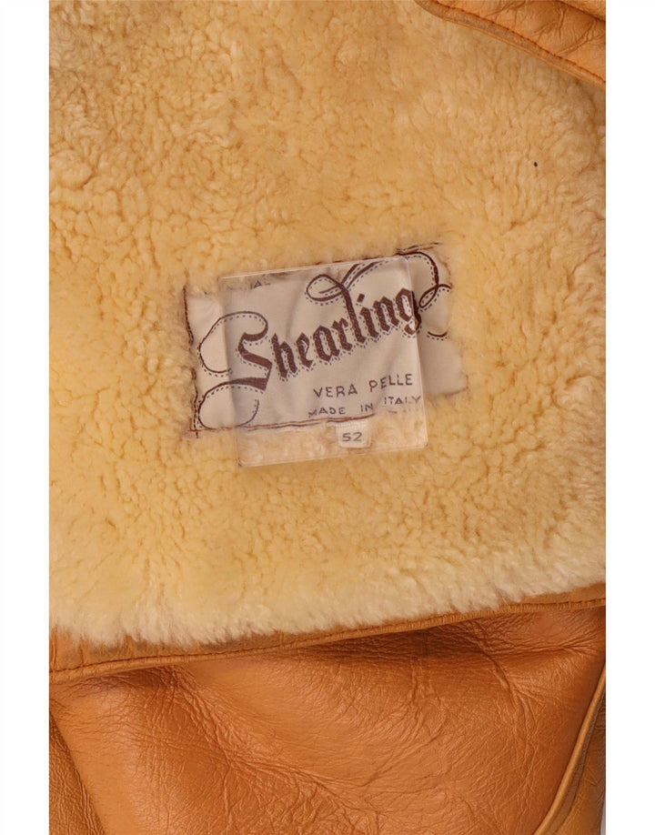 Vintage Mens Shearling Jacket IT 52 XL Brown Shearling