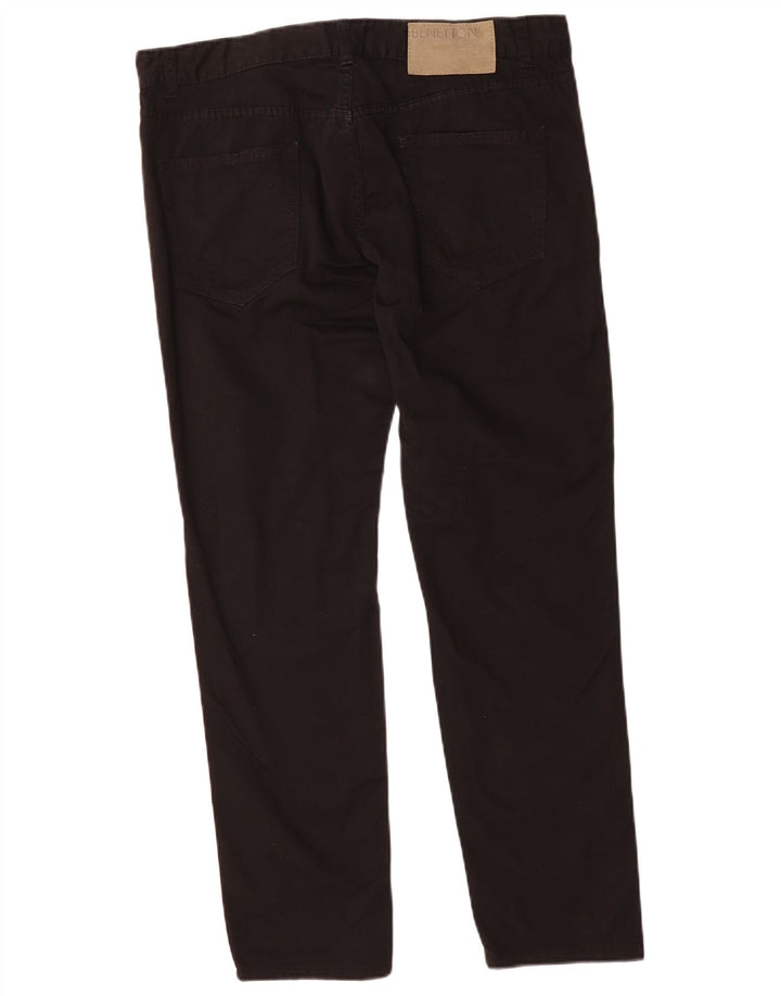 BENETTON Mens Slim Casual Trousers W34 L28 Black Cotton