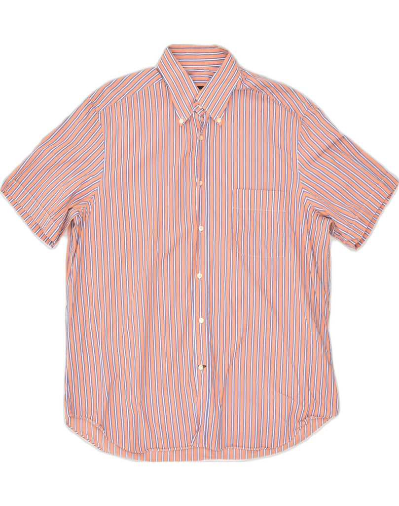 MASSIMO DUTTI Mens Short Sleeve Shirt 2XL Orange Striped Cotton | Vintage Massimo Dutti | Thrift | Second-Hand Massimo Dutti | Used Clothing | Messina Hembry 