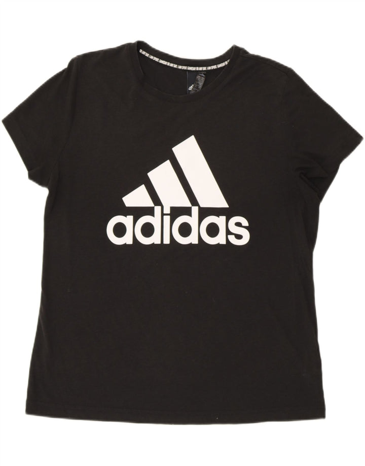 ADIDAS Womens Graphic T-Shirt Top UK 20/22 XL Black Cotton