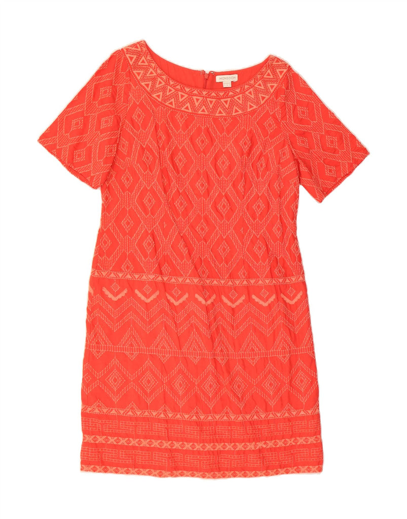 MONSOON Womens Shift Dress UK 14 Medium  Red Geometric Vintage Monsoon and Second-Hand Monsoon from Messina Hembry 