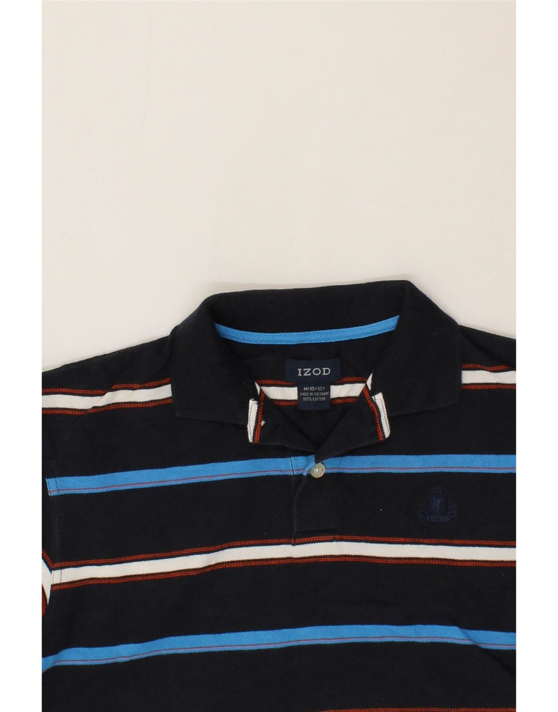 IZOD Boys Polo Shirt 10-11 Years Medium  Black Striped Cotton Vintage Izod and Second-Hand Izod from Messina Hembry 