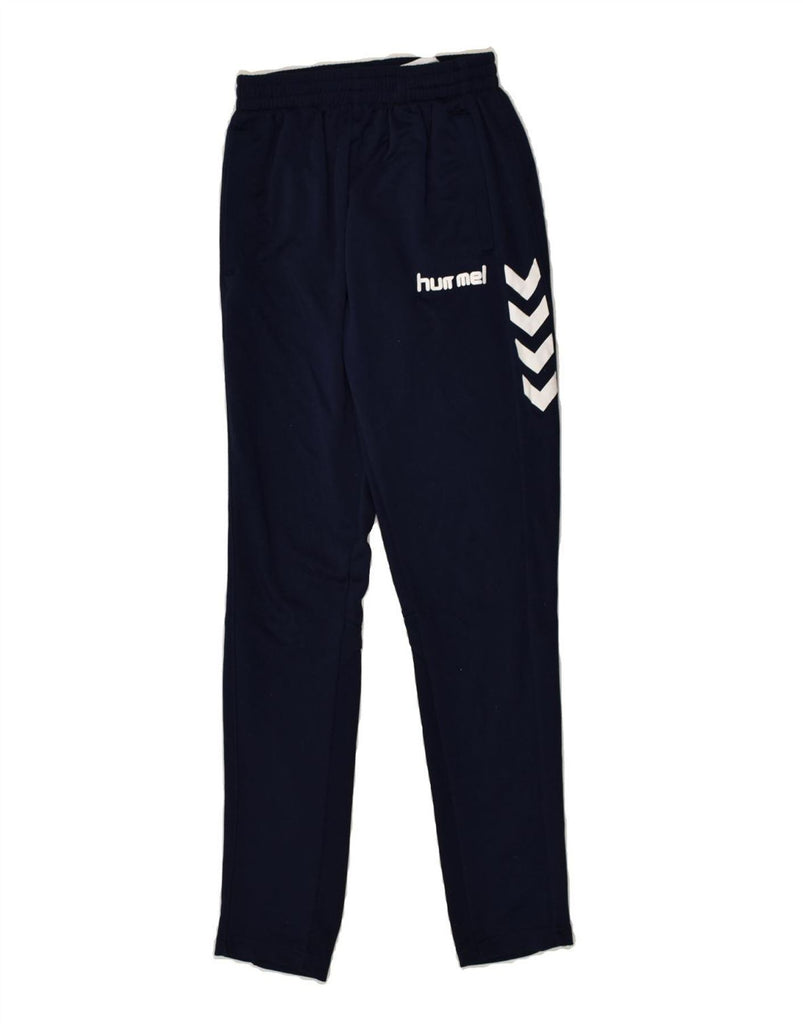 HUMMEL Boys Graphic Tracksuit Trousers 15-16 Years Navy Blue Polyester | Vintage Hummel | Thrift | Second-Hand Hummel | Used Clothing | Messina Hembry 