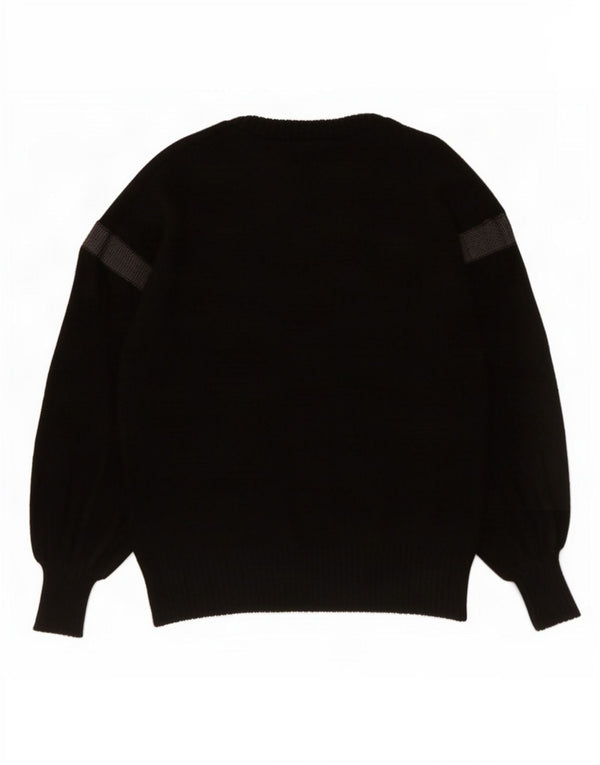 Vintage Womens Crew Neck Jumper Sweater IT 42 Medium Black Geometric