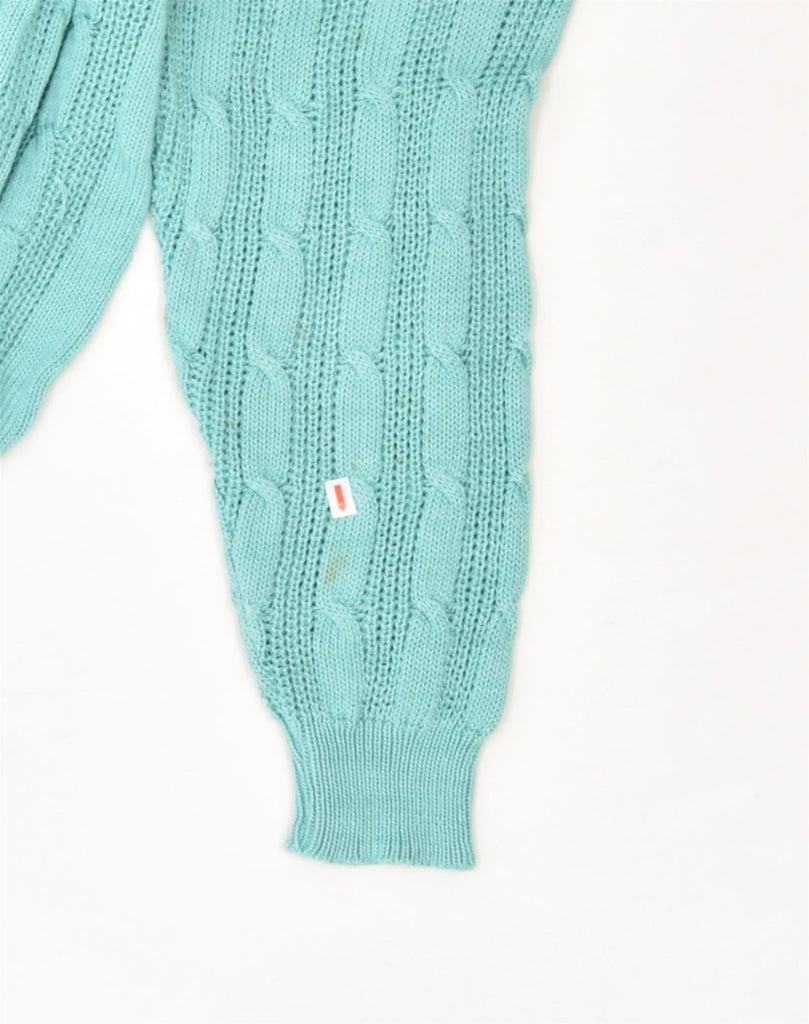 VINTAGE Womens V-Neck Jumper Sweater UK 14 Large Turquoise Cotton | Vintage Vintage | Thrift | Second-Hand Vintage | Used Clothing | Messina Hembry 