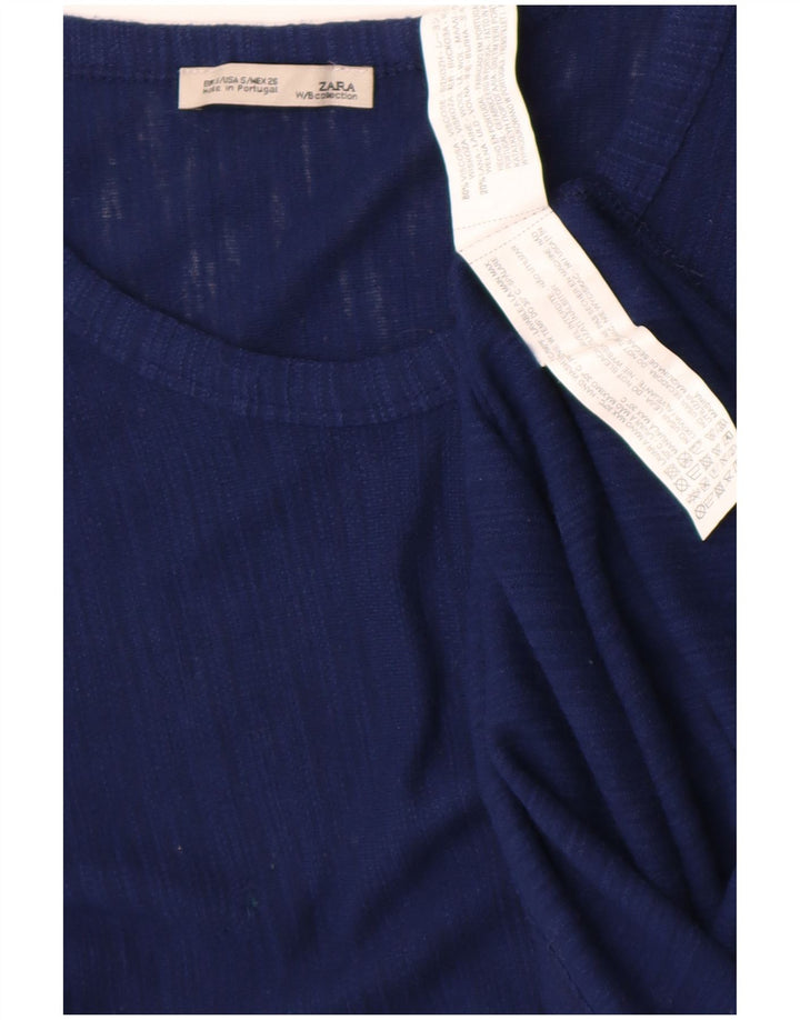 Zara Womens Asymmetric Tunic Top UK 10 Small Blue Viscose