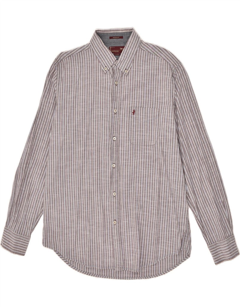 MARLBORO CLASSICS Mens Regular Fit Shirt XL Grey Striped Cotton | Vintage Marlboro Classics | Thrift | Second-Hand Marlboro Classics | Used Clothing | Messina Hembry 