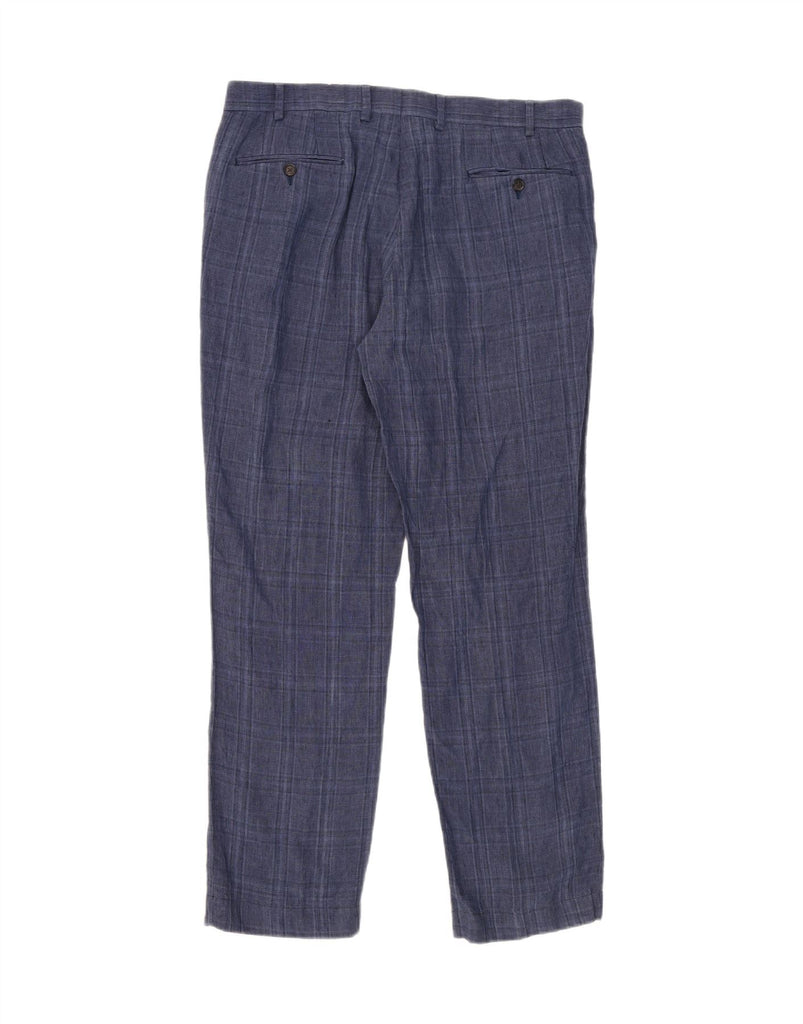 RALPH LAUREN Mens Straight Suit Trousers W36 L32 Blue Check Linen Vintage Ralph Lauren and Second-Hand Ralph Lauren from Messina Hembry 