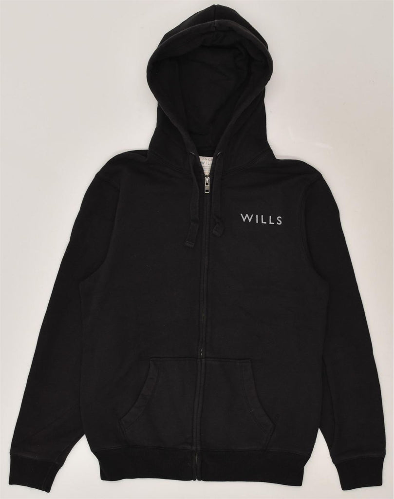 JACK WILLS Mens Zip Hoodie Sweater Medium Black Cotton | Vintage Jack Wills | Thrift | Second-Hand Jack Wills | Used Clothing | Messina Hembry 