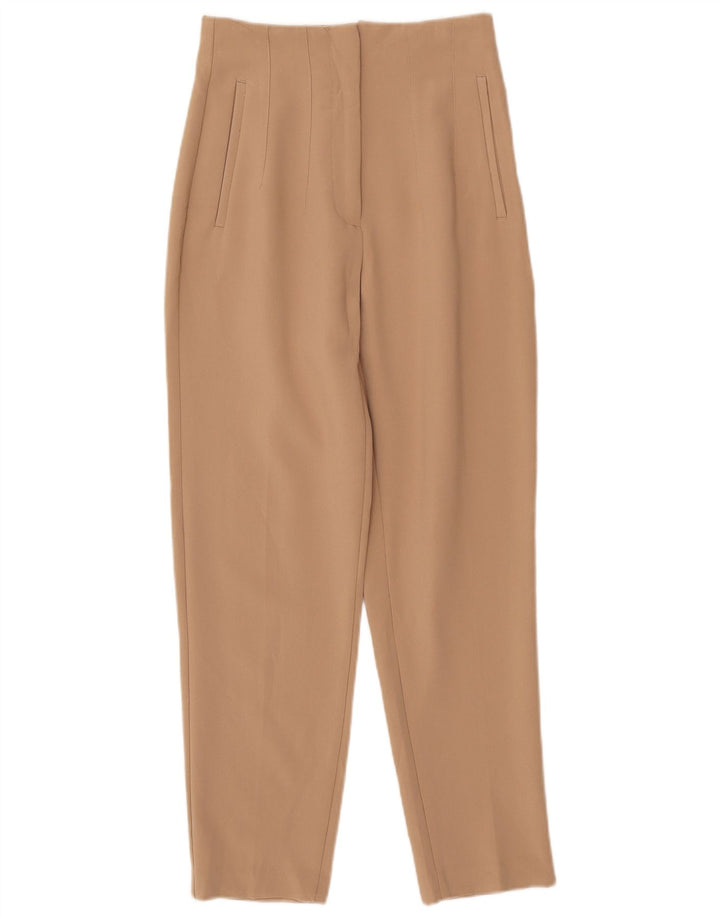 Zara Womens Tapered Chino Trousers Small W26 L27 Beige Polyester