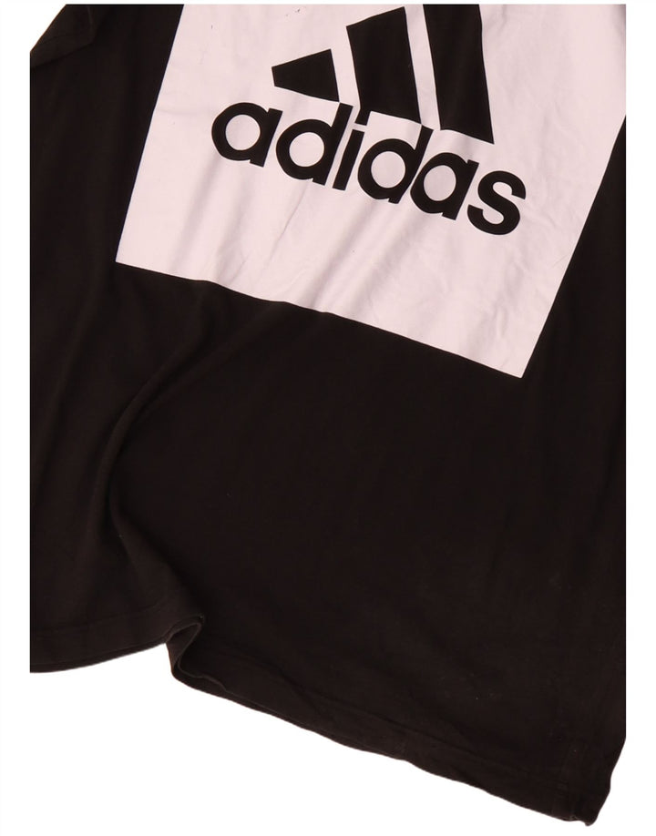ADIDAS Mens Graphic T-Shirt Top Large Black Colourblock Cotton