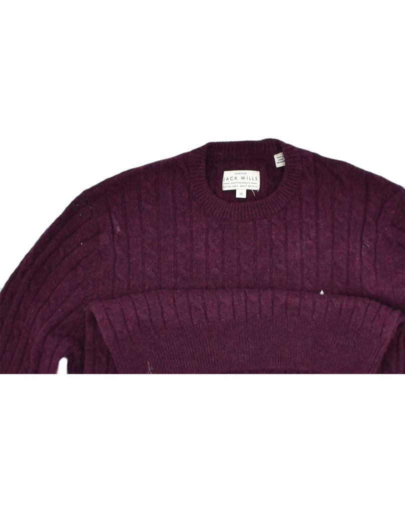 JACK WILLS Mens Crew Neck Jumper Sweater XS Burgundy Wool | Vintage | Thrift | Second-Hand | Used Clothing | Messina Hembry 