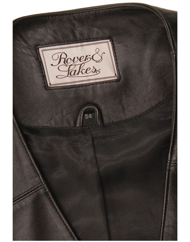 ROVER&LAKES Mens Leather Waistcoat IT 54 XL Black Leather