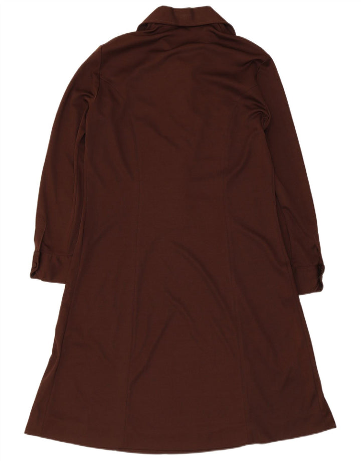 Vintage Womens A-Line Dress UK 14 Medium Brown