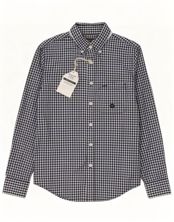 Abercrombie & Fitch Mens Shirt XS Navy Blue Gingham Cotton