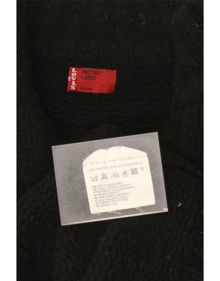 Levi's Mens Cardigan Sweater Large Black Colourblock Wool