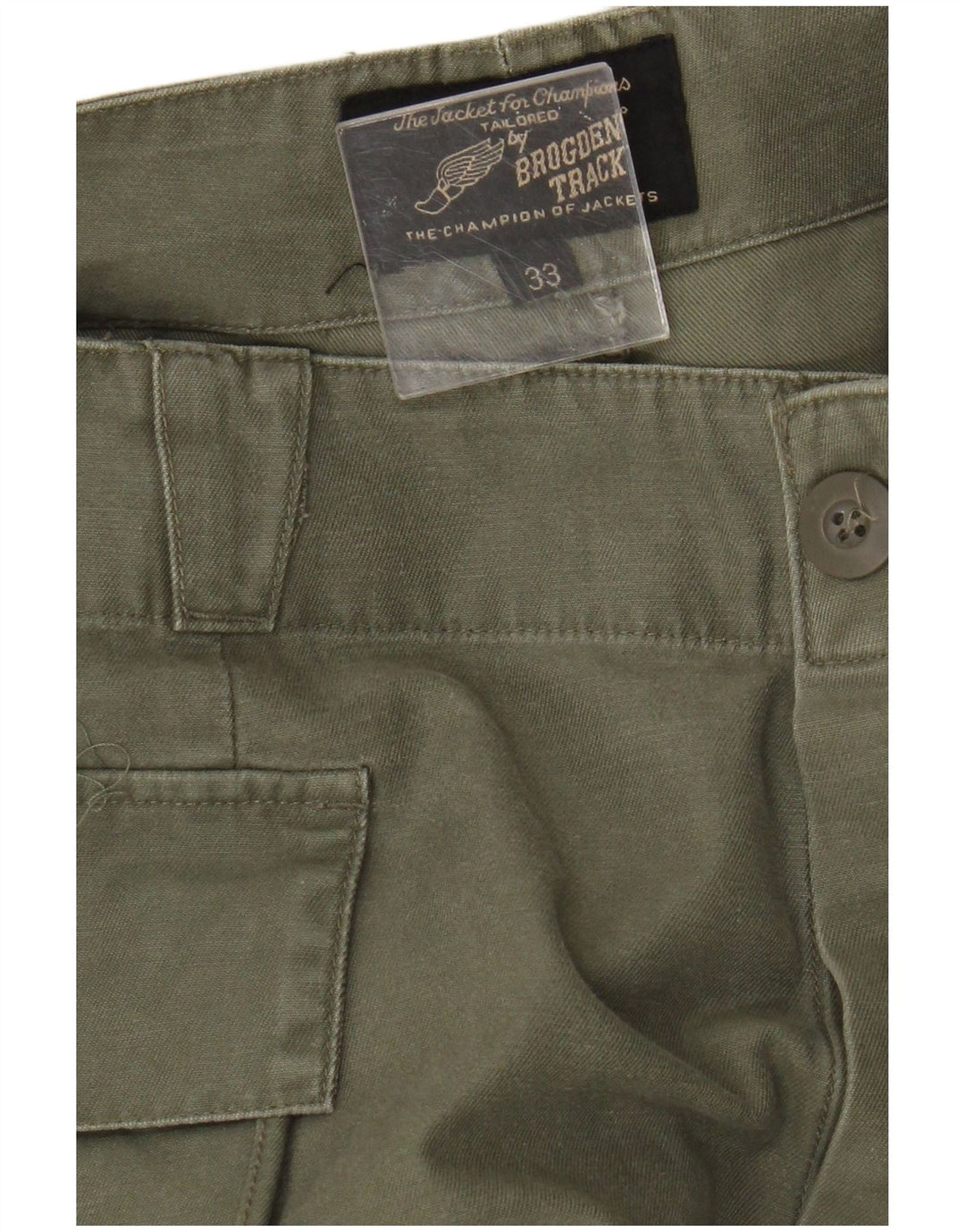Brogden Mens Straight Cargo Trousers W33 L33 Green Cotton