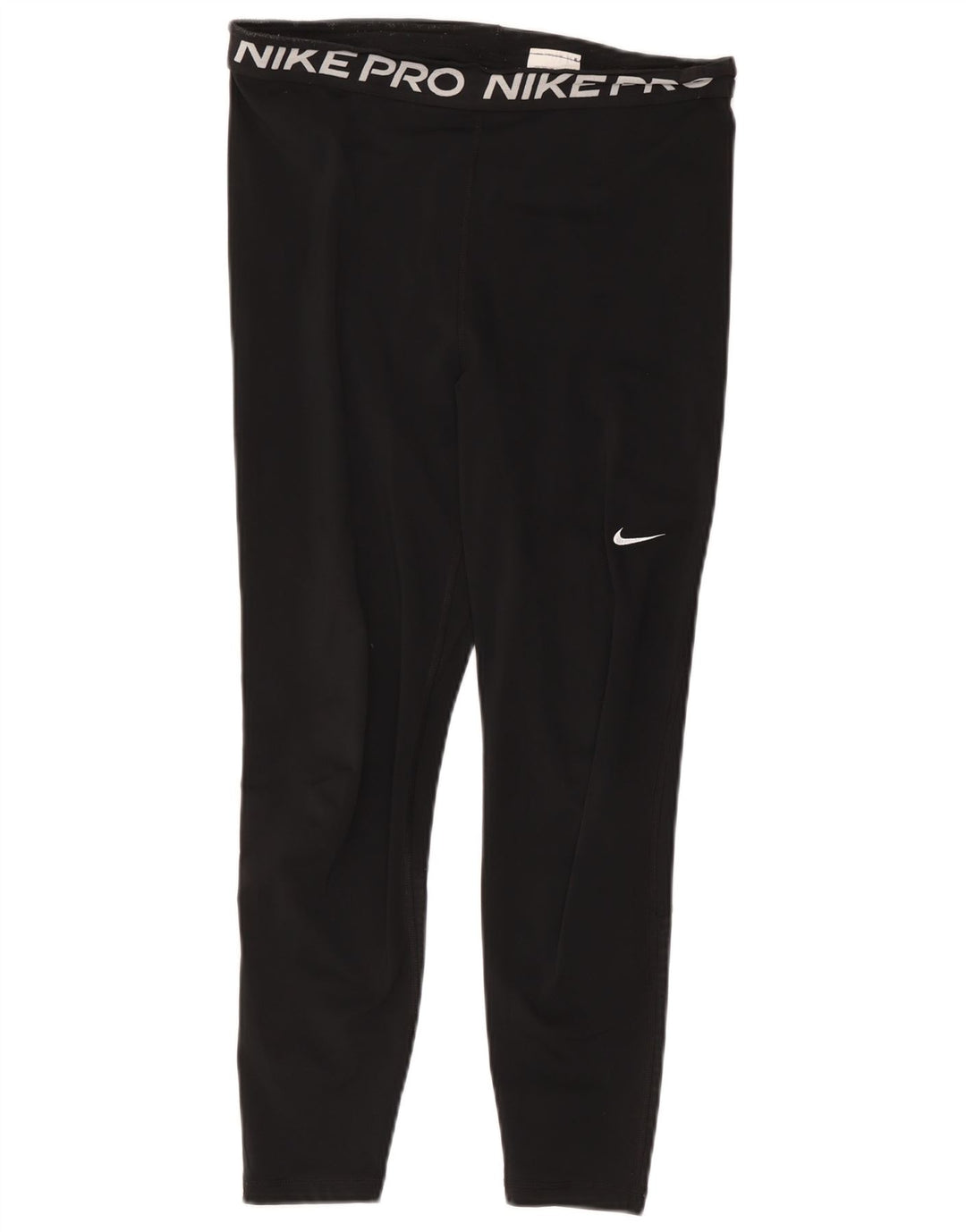 Nike Womens Dri Fit Crop Graphic Leggings UK 14 Large Black Polyester