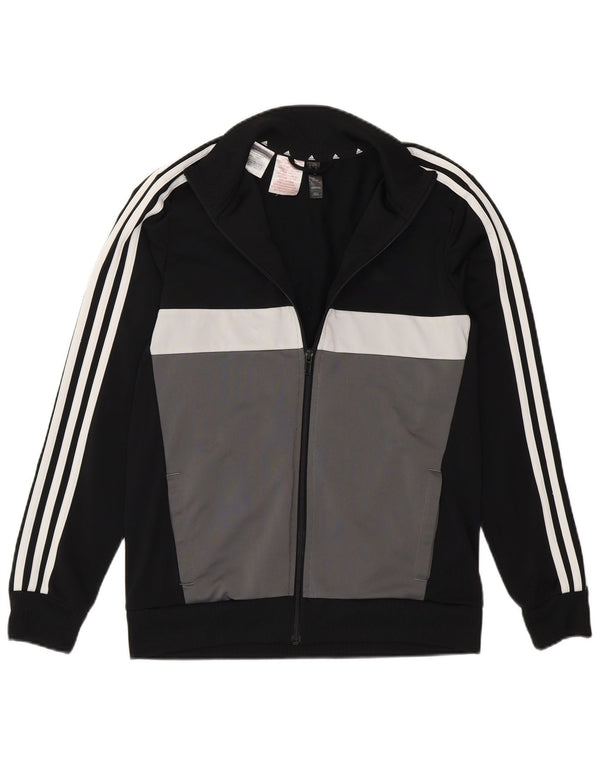 Adidas Boys Aeroready Graphic Tracksuit Top Jacket 13-14 Years Black