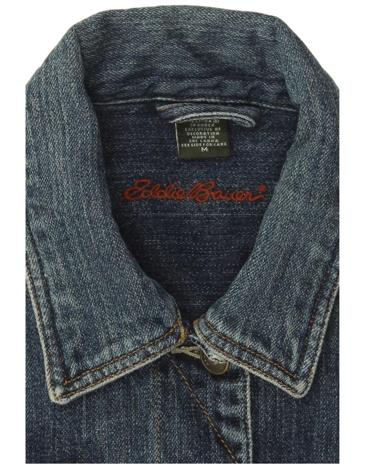 Eddie Bauer Womens Crop Denim Jacket UK 14 Medium Blue Cotton