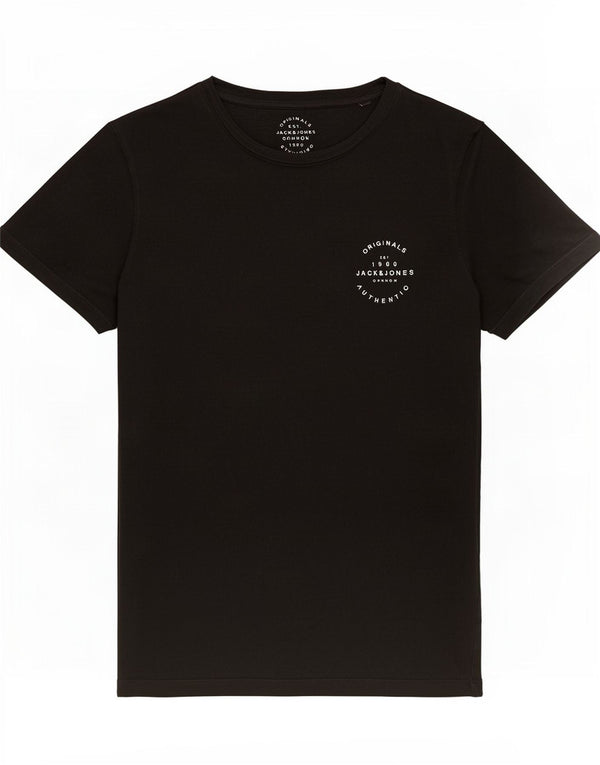 Jack & Jones Mens T-Shirt Top Large Black Cotton