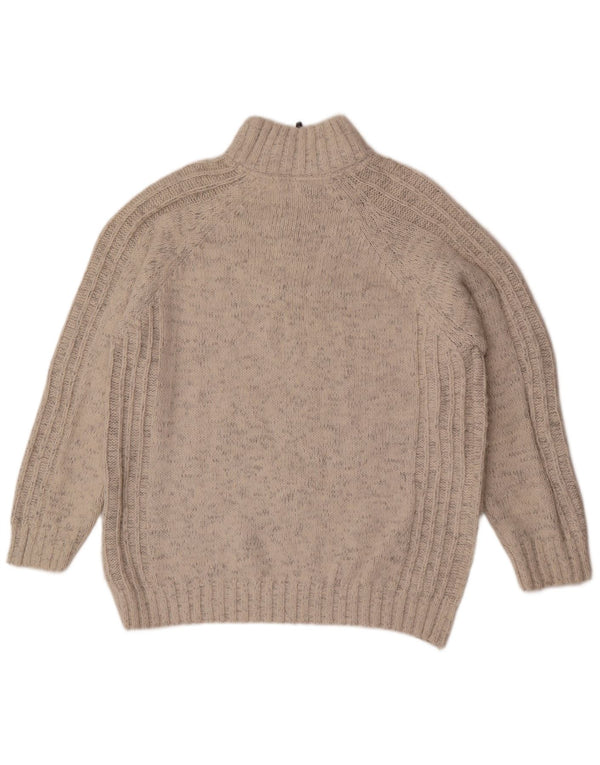 Marks & Spencer Mens Regular Fit Zip Neck Jumper Sweater XL Beige Flecked