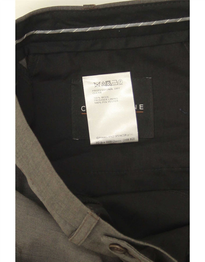 Marks & Spencer Mens Straight Suit Trousers W40 L30 Green Wool