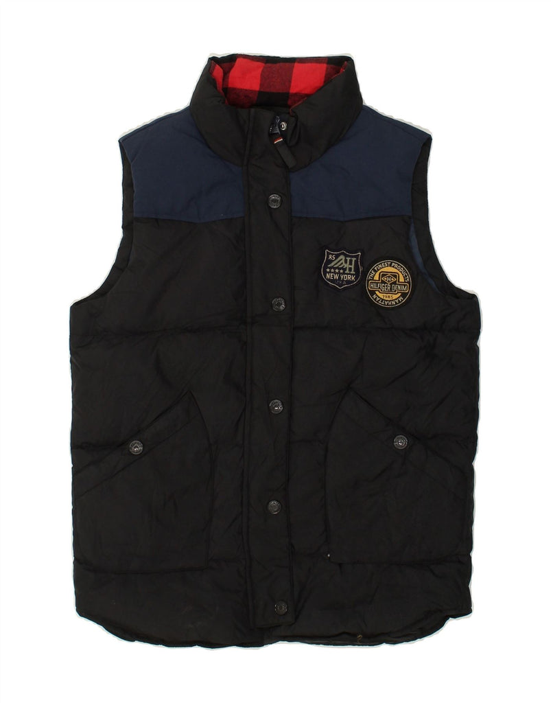 TOMMY HILFIGER Girls Padded Gilet 13-14 Years Black Colourblock Nylon | Vintage Tommy Hilfiger | Thrift | Second-Hand Tommy Hilfiger | Used Clothing | Messina Hembry 