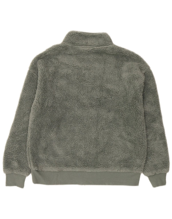 Reebok Womens Oversized Fleece Jacket UK 10 Small Green Polyester