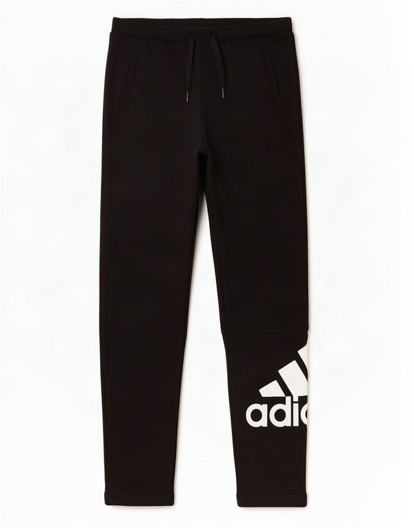 Adidas Boys Graphic Tracksuit Trousers 11-12 Years Black Cotton