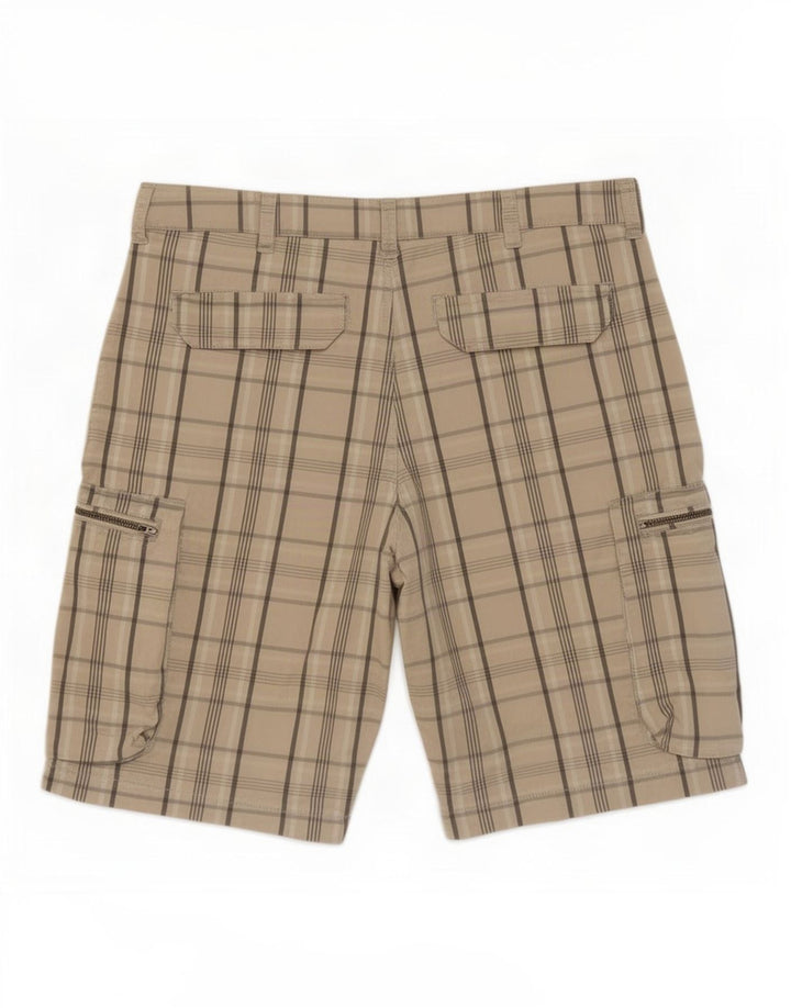 Nike Mens Cargo Shorts Medium W30 Beige Plaid Cotton