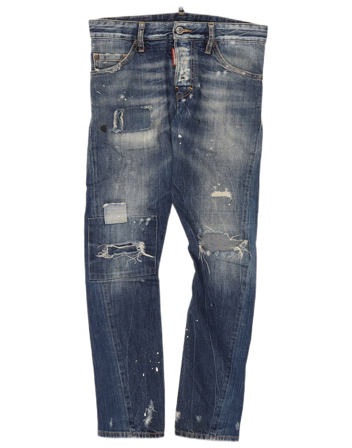 Dsquared2 Womens Distressed Slim Jeans IT 42 Medium W30 L27 Blue Spotted