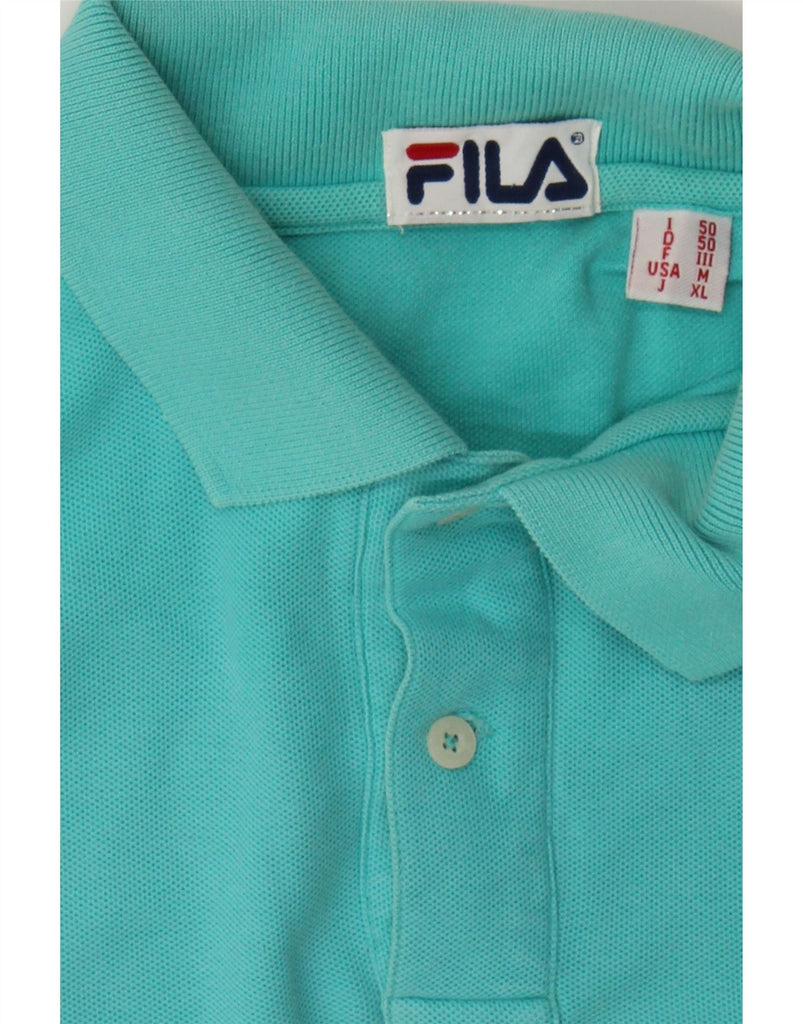 FILA Mens Polo Shirt IT 50 Medium Turquoise Cotton Vintage Fila and Second-Hand Fila from Messina Hembry 
