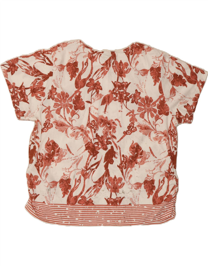 SHENANIGANS Womens Blouse Top UK 20 2XL Red Floral Cotton Vintage Shenanigans and Second-Hand Shenanigans from Messina Hembry 