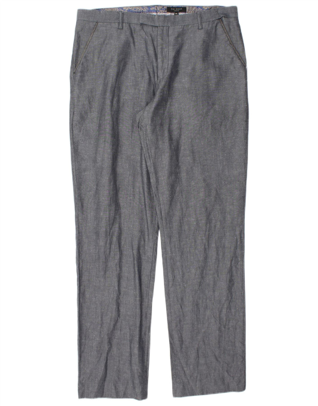 TED BAKER Mens Straight Chino Trousers W34 L32 Blue Cotton