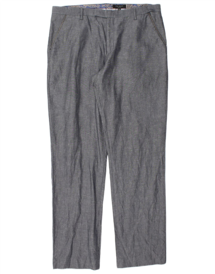 TED BAKER Mens Straight Chino Trousers W34 L32 Blue Cotton