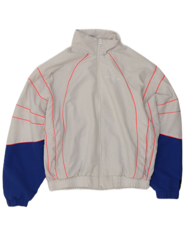 Adidas Womens Tracksuit Top Jacket UK 12 Medium Blue Colourblock Sports